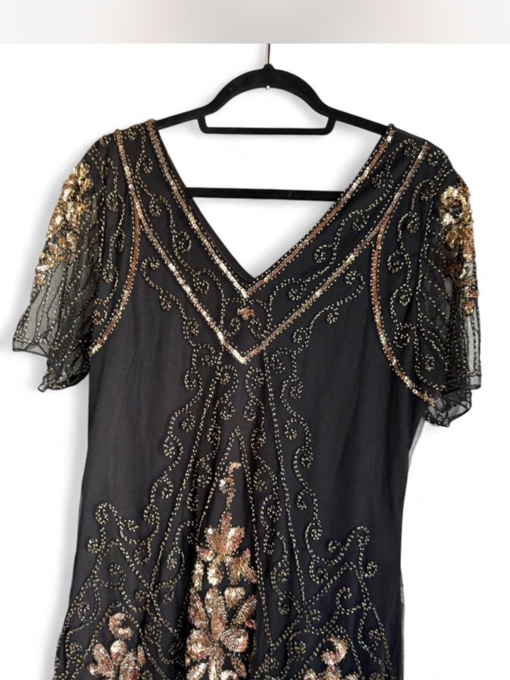 Babeyond Elegant Black and Gold Fringe Dress Fashion classic - Picture 11 of 11